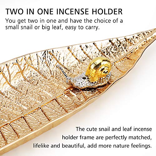 Accmor Incense Holder Set, Leaf And Snail Incense Burner, Incense Ash Catcher, Incense Sticks Holder For Counters, Meditation Room, Yoga, Home, Office, Gold #TOP3