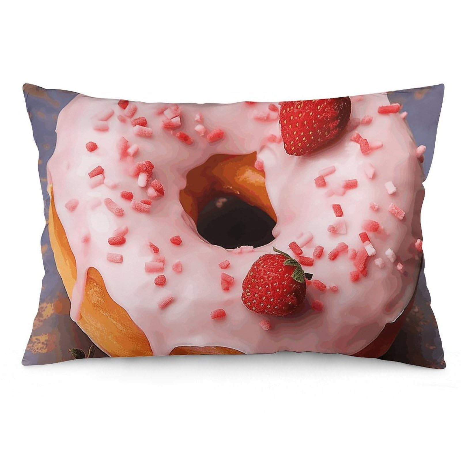 2 Pack Pillow Cases for Hair and Skin, Soft Breathable Pillow Case Covers with Hidden Zipper, Strawberry Donut Pillowcase 16 "x24 Pillow Covers for Sleeping Gift