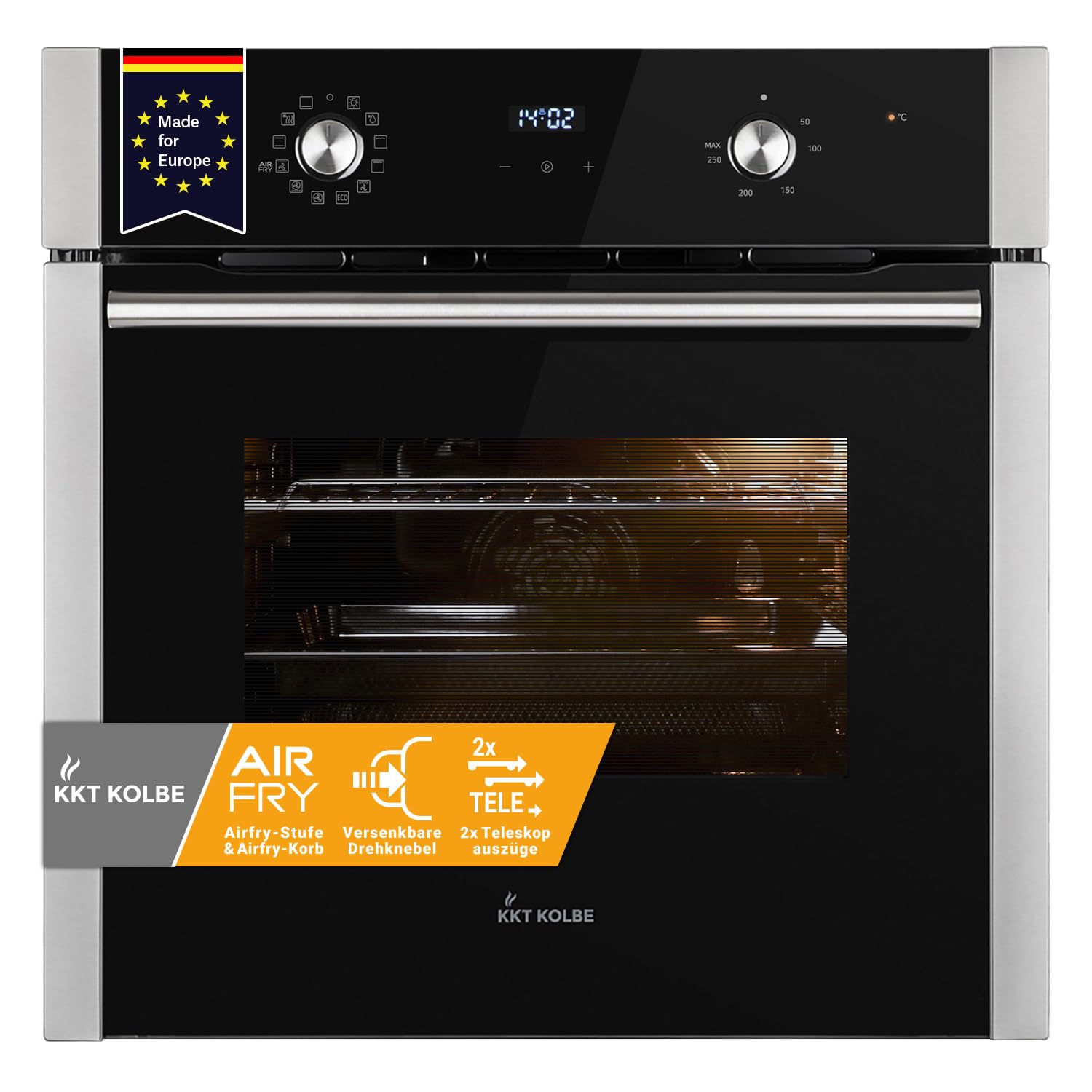 KKT KOLBE Forno da incasso BO8810SS, 60 cm nero argento