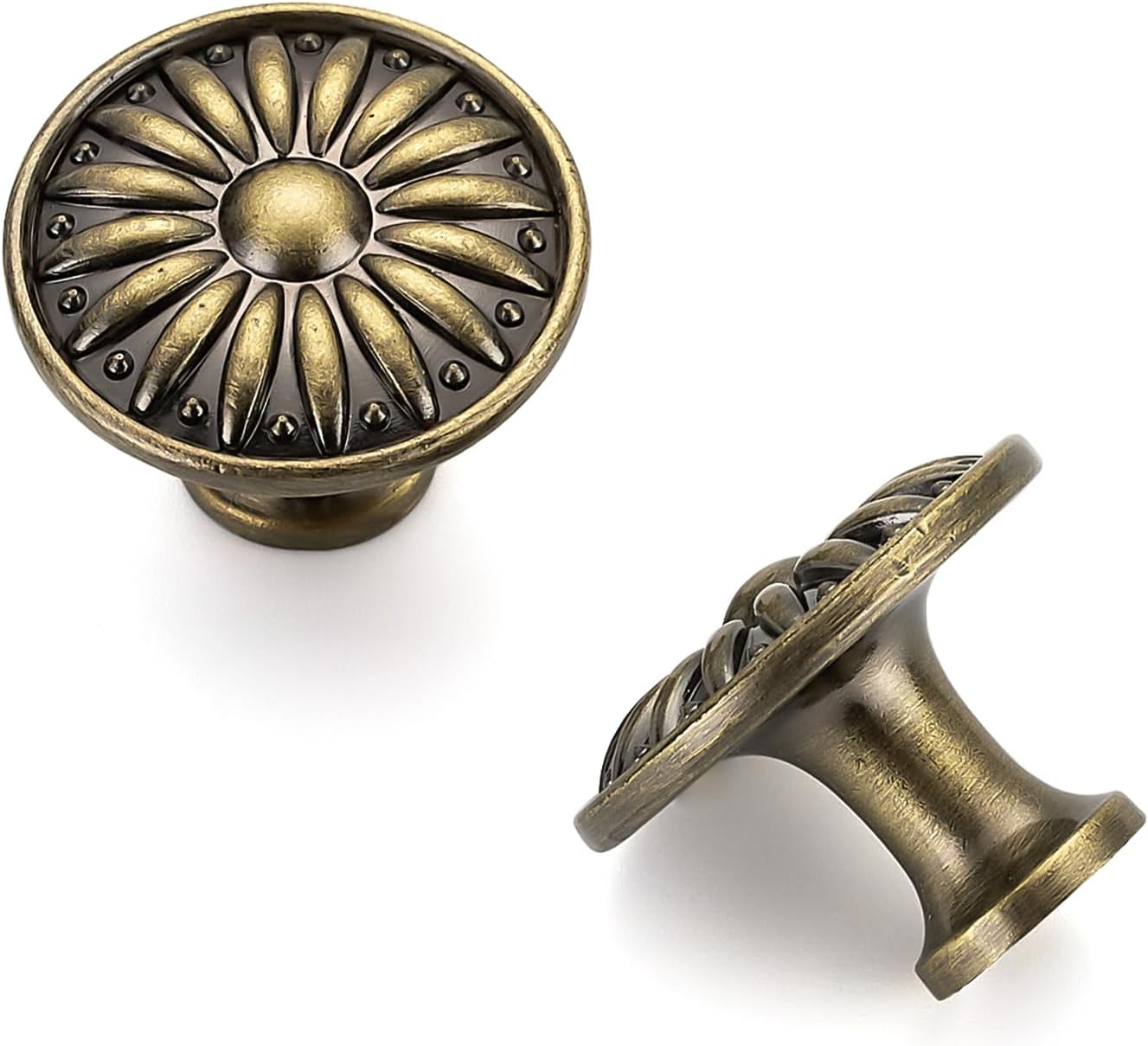 JOY DECOR 30 Pack Kitchen Cabinet Knobs Oil Rubbed Bronze, 1-1/4 Inch Diameter, Solid Metal Kitchen Cabinet Pulls Vintage Rosette Sunburst Drawer Knobs, Drawer Pulls for Bathroom vanities and Dresser