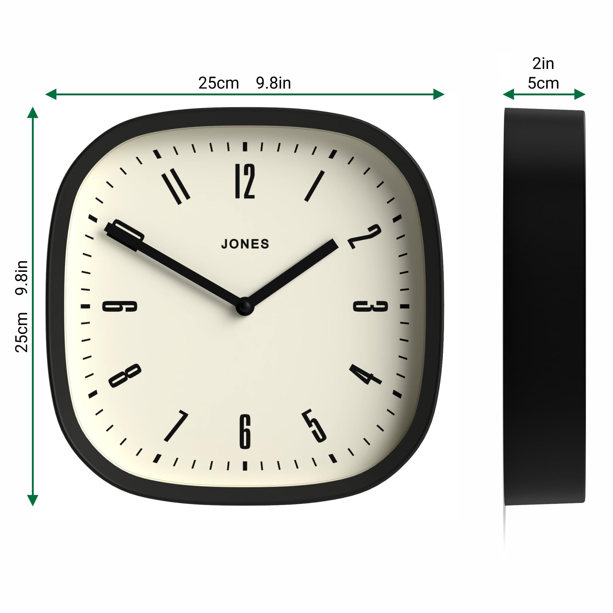 Jones Clocks® Marvel wall clock, Black, 25 x 25 x 5 cm - Image 3