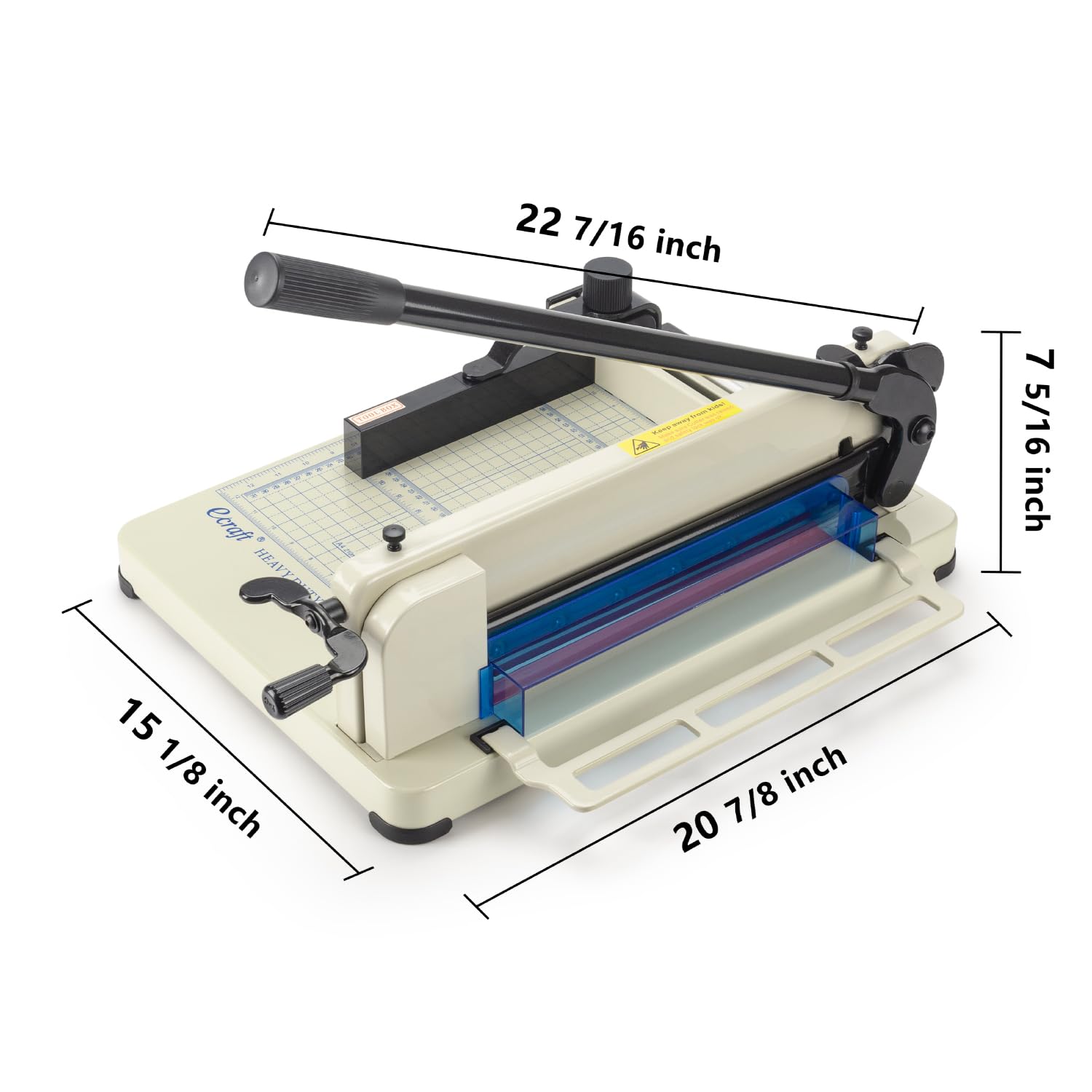 Ecraft Taglierina a ghigliottina resistente da 30,5 cm, capacità 400 fogli, in acciaio massiccio con lama HSS, taglierino industriale commerciale per ufficio, scuola, stamperia, blocco di sicurezza e