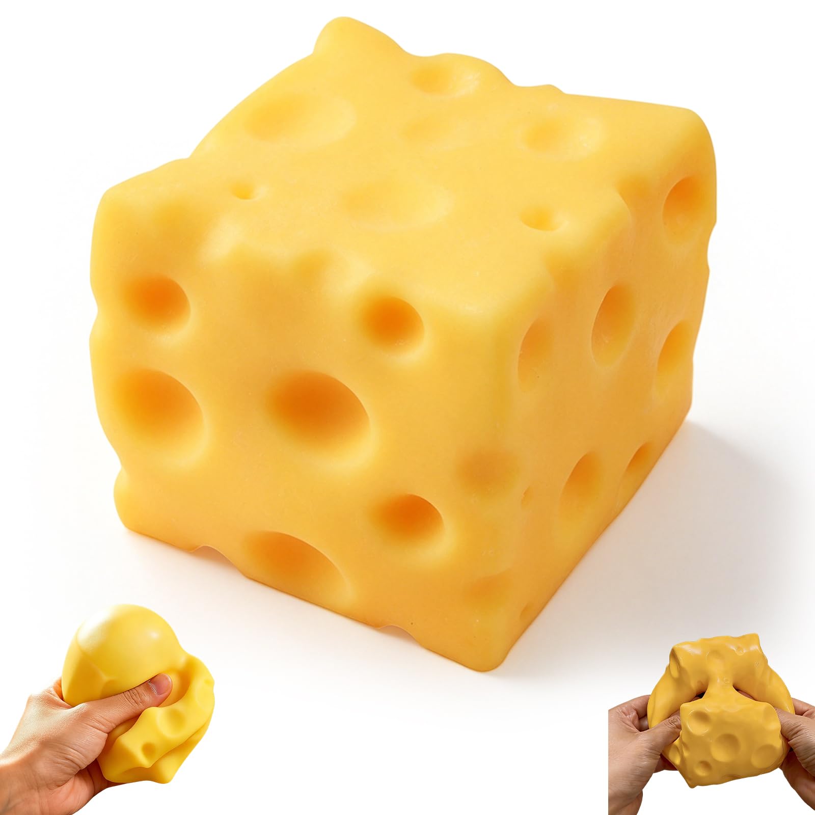 Giant Cheese Squishy 10cm, Big Large Massive Jumbo Slow Rise Cheese Block Squishies, Viral Slow Rising Soft Squeeze Fidget for Anxiety Relief Adults, Office Desk Novelty Gift (10cm Cheese)