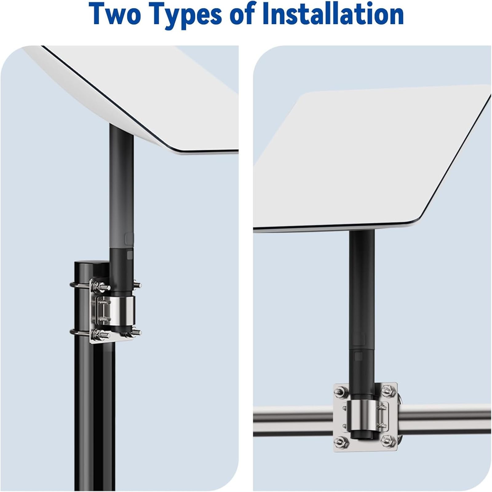 Adaptador de tubo de montaje en poste de altura ajustable con abrazadera, adaptador impermeable ajustable satélite