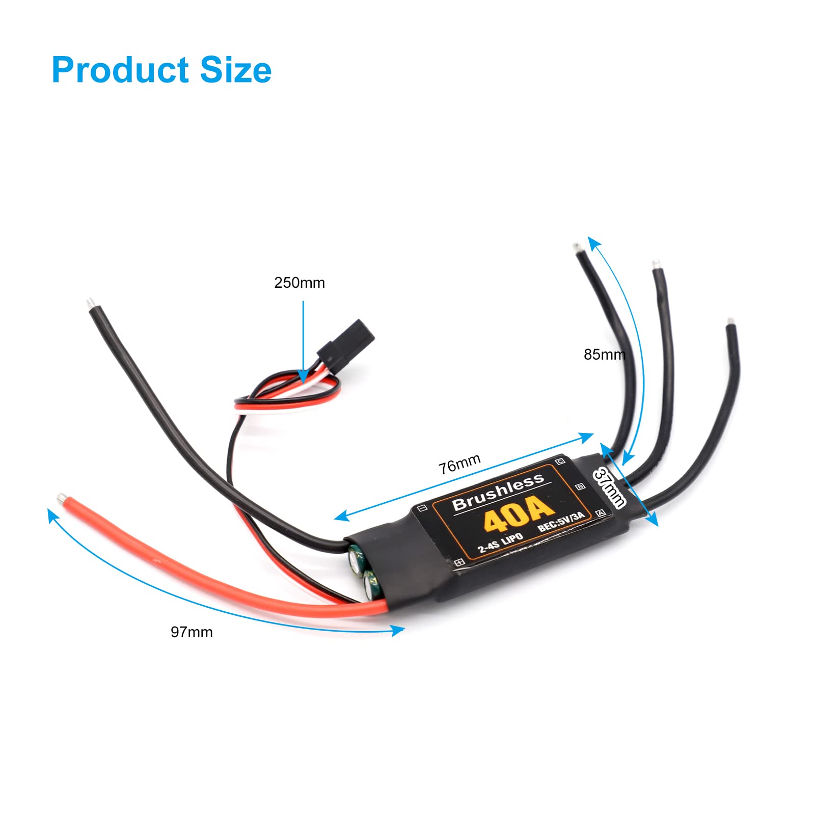 RUIZHI 40A ESC 2-4S bezszczotkowy kontroler prędkości ESC 5V 3A BEC silnik do stałego skrzydła DIY RC dron helikopter Quadcopter