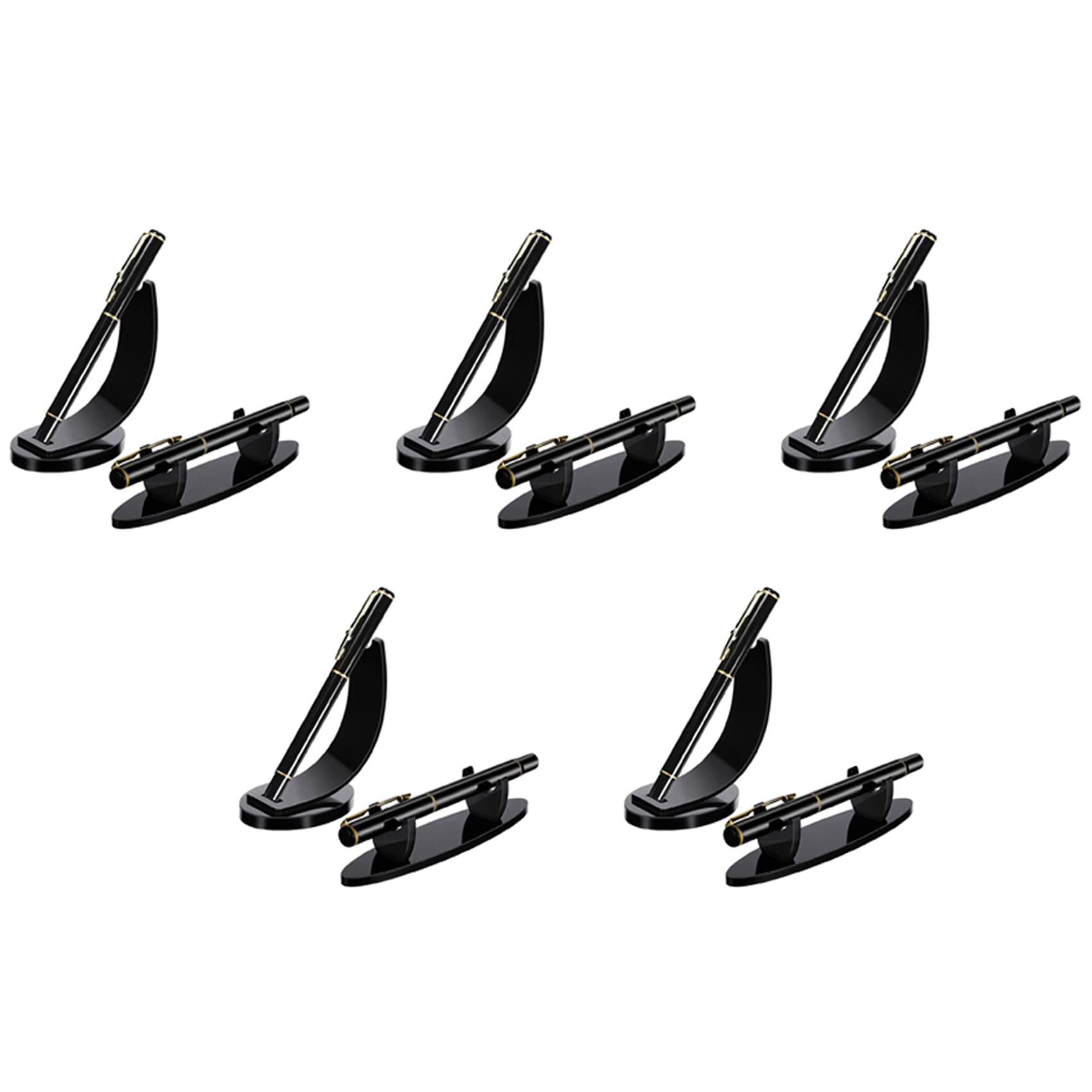 Jnchdghwa 10 Pieces Acrylic Pen Holder Display Stand Pencil Display Holder Fountain Pen Ballpoint Pen Display Rack (Black)
