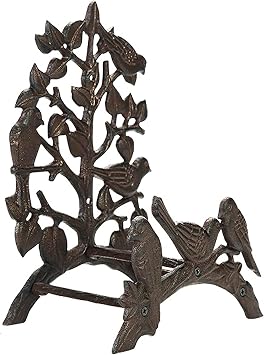 Indoor Outdoor Garden Hose Holder, Yard/Porch/Villa Euro Style Retro Wall Decor, Iron Water Pipe Storage Rack Butler, Lovely Bird Hose Stand Black 23*15*31cm