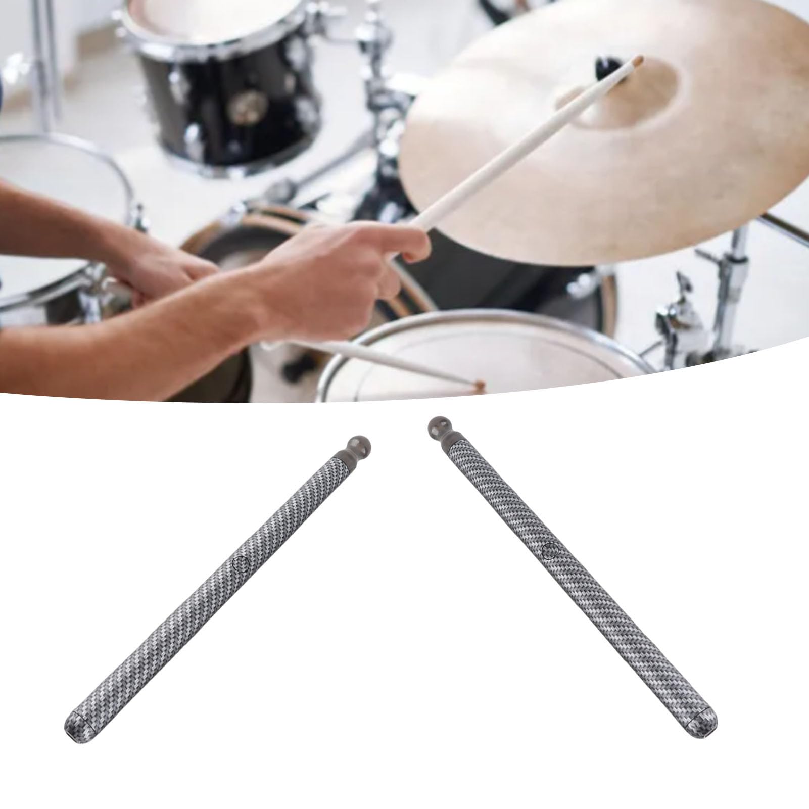 ASHATA Virtual Reality Air Drum Set Leises Tragbares Drumsticks-Kit mit Fußpedalen für Alle Altersgruppen Zum Üben Im Innen- und Außenbereich