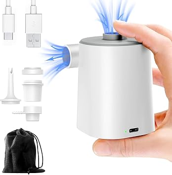 Mini Electric Air Pump for Inflatables, Ultra-Compact & Portable, Brushless Motor Rapid Inflate & Deflate for Pool Floats, Air Mattresses, Swimming Rings, and Vacuum Storage Bags