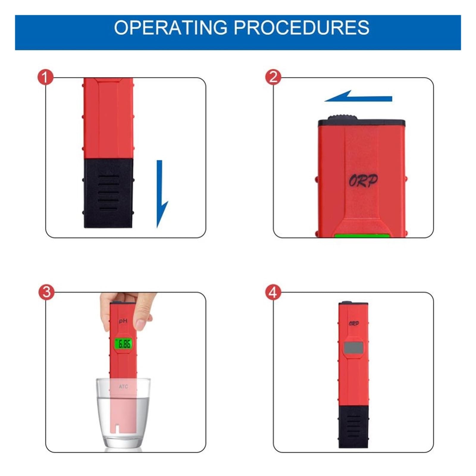 Tester Dela qualità Del'acqua con Penna ORP -1999~1999 MV for La Piscina Del'acquario Acqua Potabile Rilevamento Rapido E Preciso