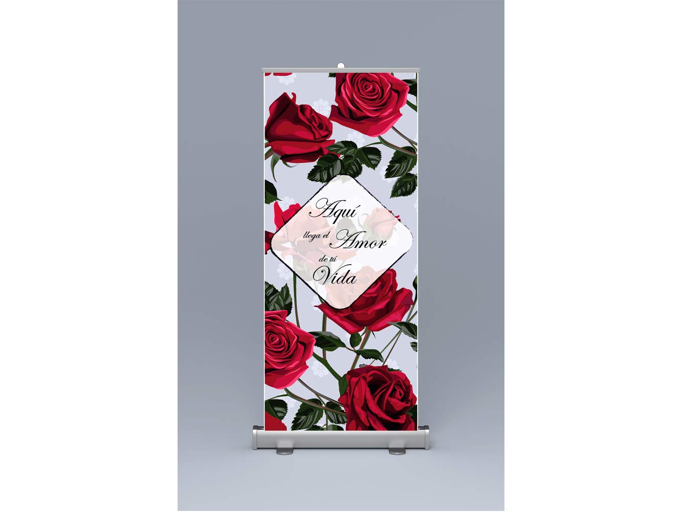 Oedim Roll up Amor de tu Vida 85x200cm | Impresión Incluida Máxima Calidad de Impresión, Anti Curbing, antibalanceo | Rollup de gran calidad, expositor publicitario enrrollable.
