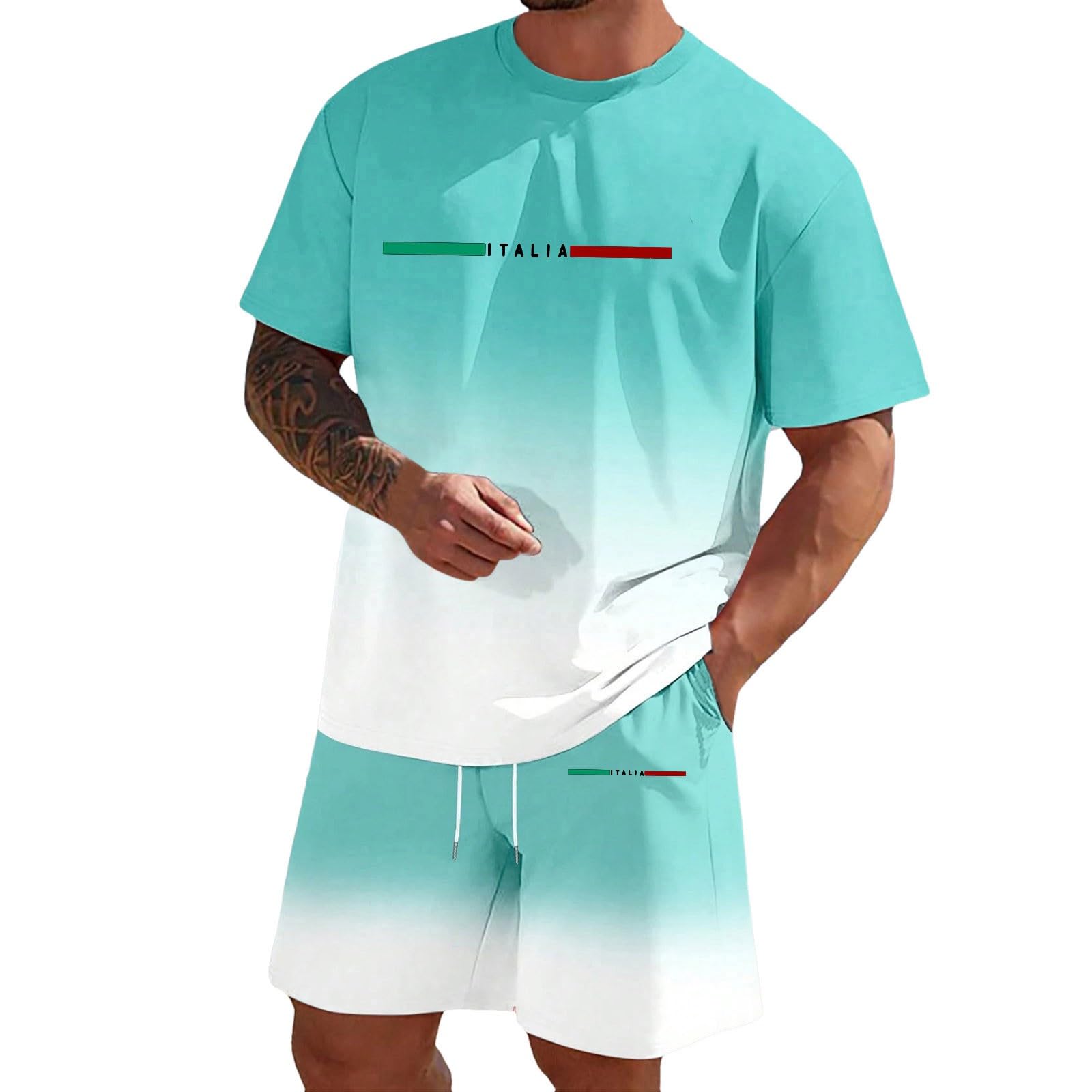 Survêtement streetwear 2 pièces homme avec t-shirt et short décontracté - 6