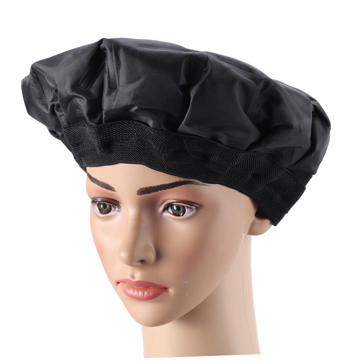 Beaupretty Microwavable Thermal Hair Heat Cap Deep Conditioning Gel Steamer for Hair Treatment and Styling Black Heating Cap for