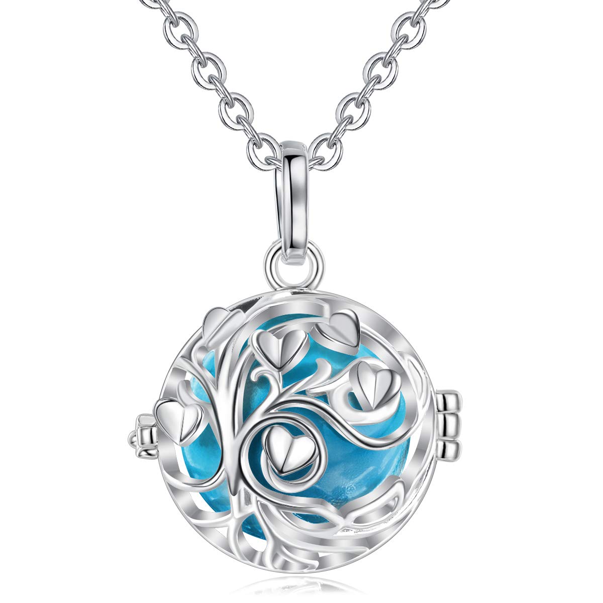 'AEONSLOVE Harmony Ball Pregnancy Bola Necklace, Tree of Love Angel Chime Caller Bell Pendant Necklaces for Women, Mom to be Gift, 30''& 45'' Chain'