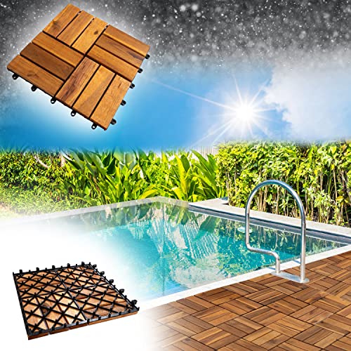 image for YAMAZING 12”x12” Solid Wood Interlocking Flooring Tiles (Pack of 9