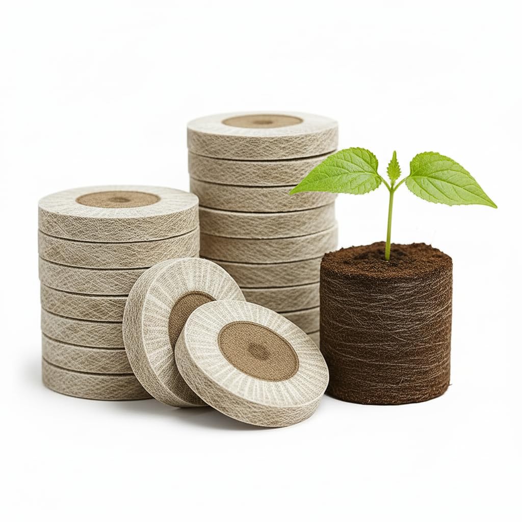 J PLUS T 42mm Peat Pellets - Authentic Jiffy-7 Source Seed Starter Plugs - Compressed Canadian Sphagnum Peat Moss Soil for Germination - Larger Size for Vegetables, Flowers & Herbs (50 Count) - 2