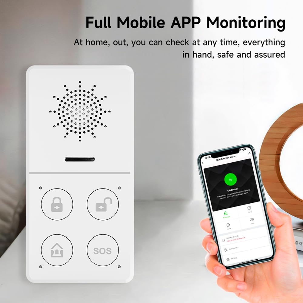 Kits de alarma antirrobo inteligente WiFi (anfitrión, sensores de puerta/movimiento, botón de emergencia SOS, timbre, control remoto), seguridad del hogar y automático, alarma antirrobo 130DB