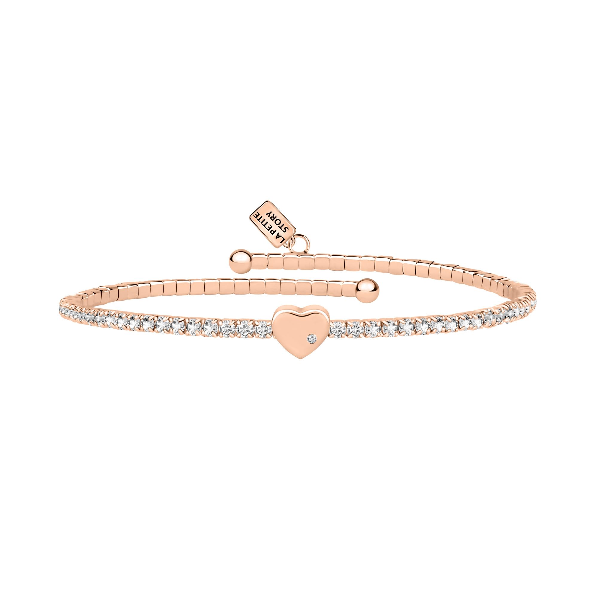 La Petite Story Bracciale Da Donna, Collezione Lux Bangles, In Ottone, Pvd Oro Rosa,Pietra - LPS05AQC03-image