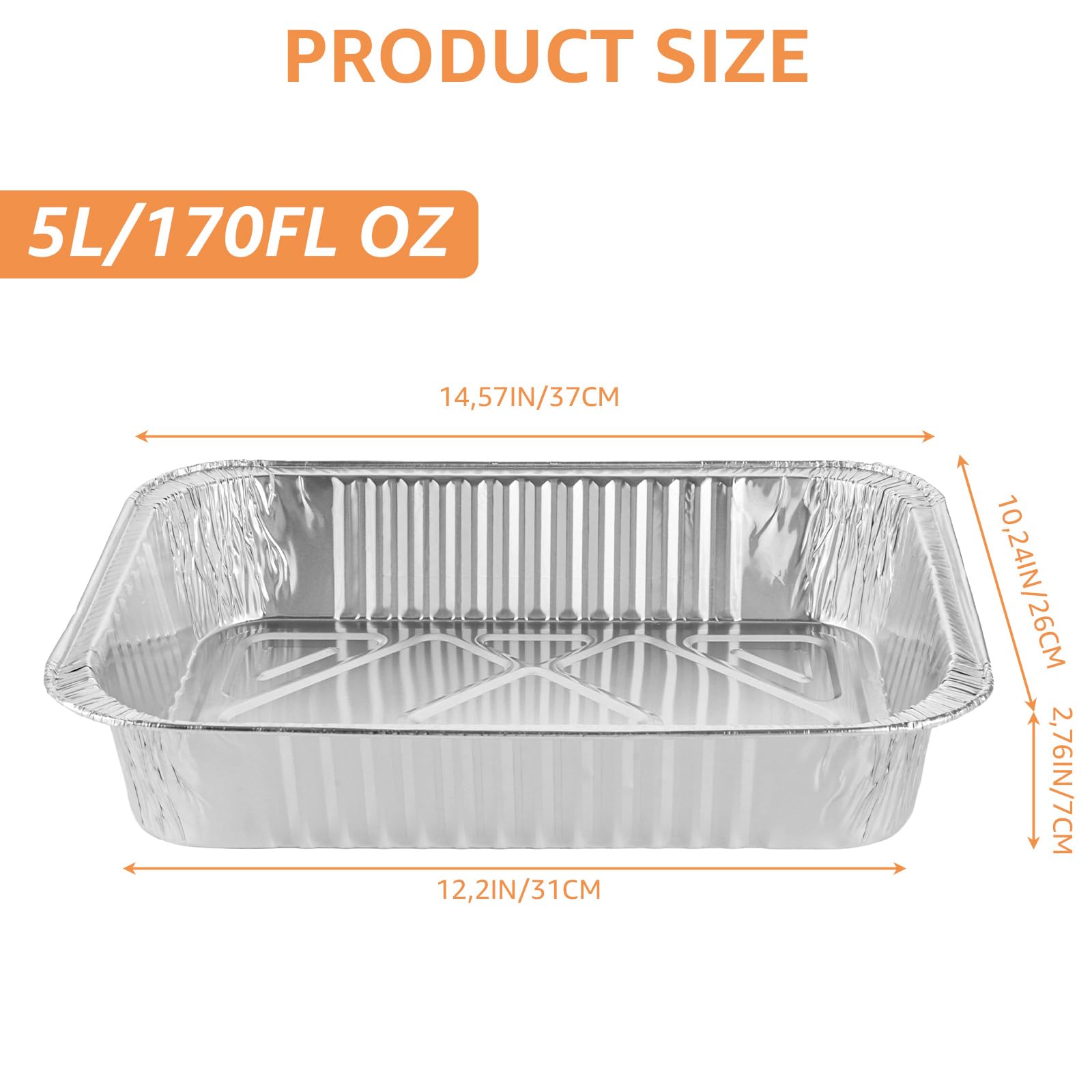 SHUESS Aluschalen 4900ml 370x260x70mm Einweg Alu Grillschalen für Backofen Grill
