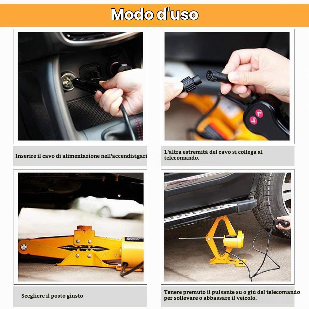 Cric Elettrico per Auto, Sollevatore Automatico 2T/3T, Martinetto Idraulico DC 12V, Attrezzo per Sollevamento Veicoli