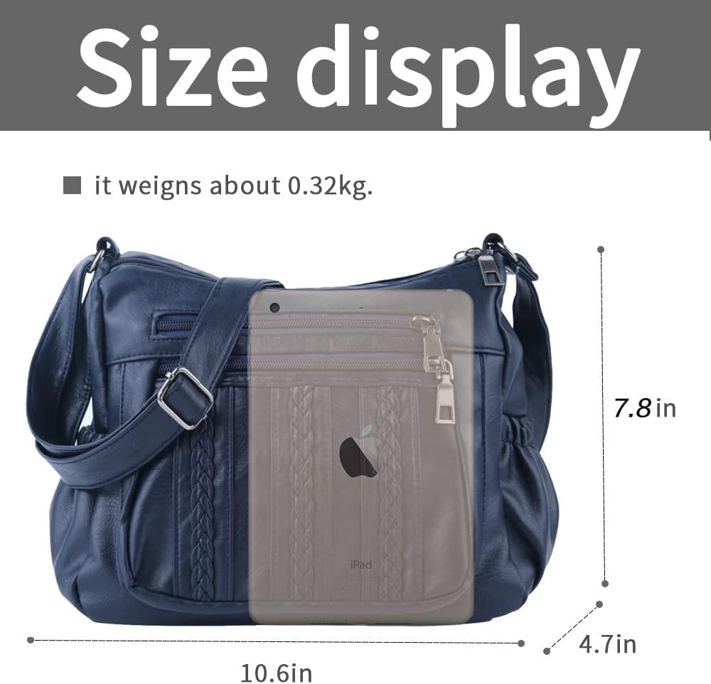 ELDA Purses for Women Pocketbooks Soft PU Leather Ladies Crossbody Purse Multi Pocket Shoulder Bag - Image 4