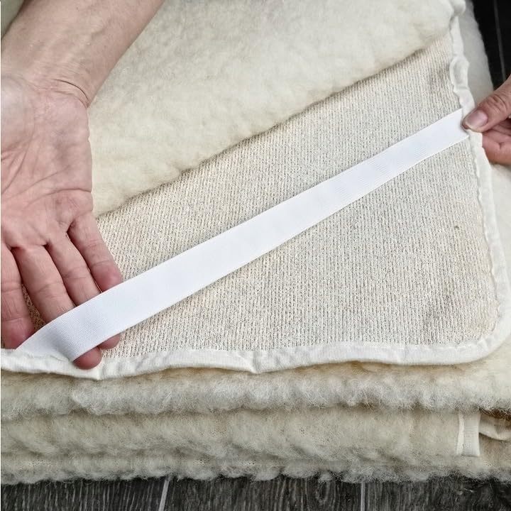 Merino Matratzenschoner mit 4 Eckgummis 180x200 cm Matratzen Topper Matratzenauflage 100% Natürliche Merinowolle Woolmark Oeko-Tex
