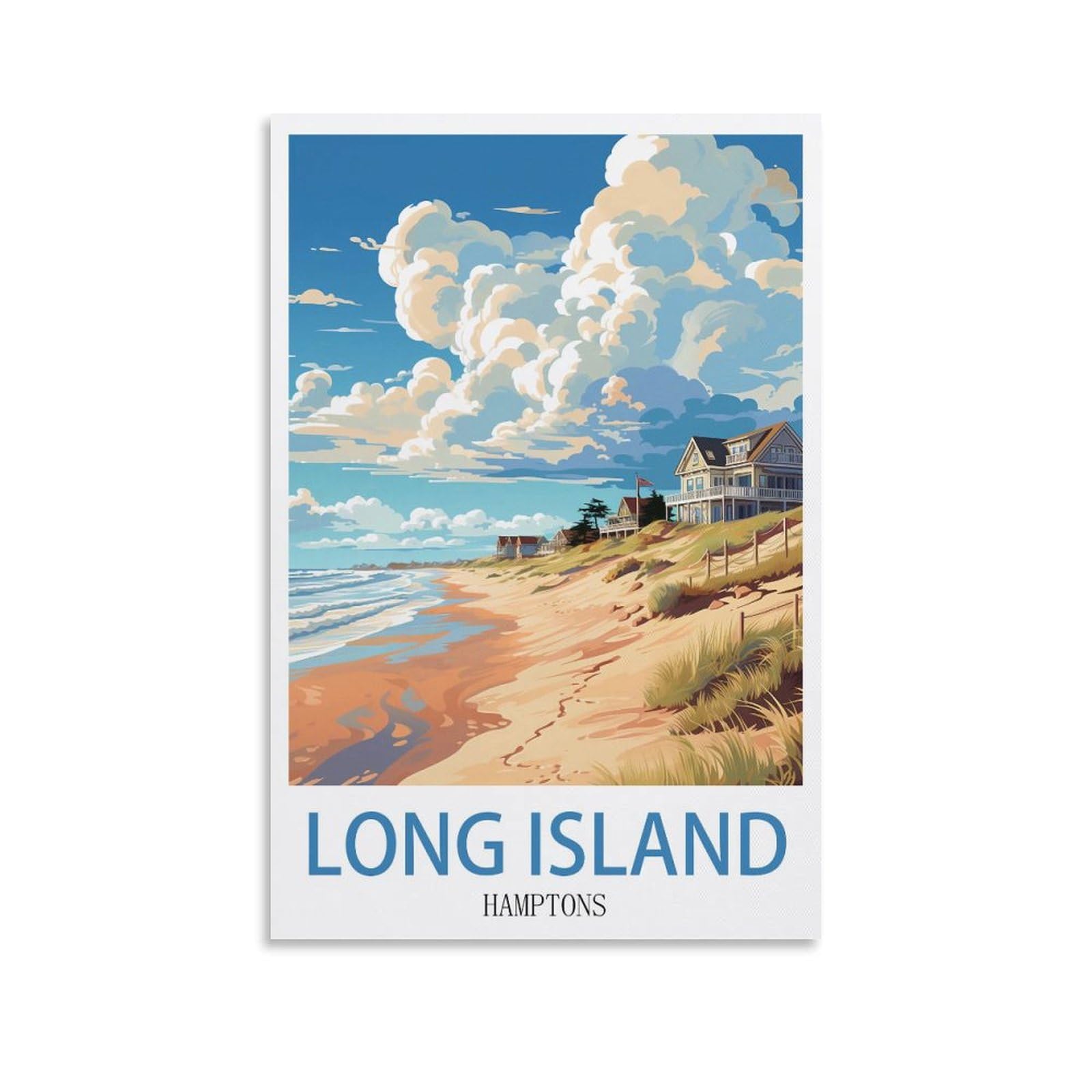 LCYNNH Long Island Hamptons Vintage Travel Posters Lake 08x12inch(20x30cm) Print Poster Home Bathroom Bedroom Office Living Room Decor Canvas Poster