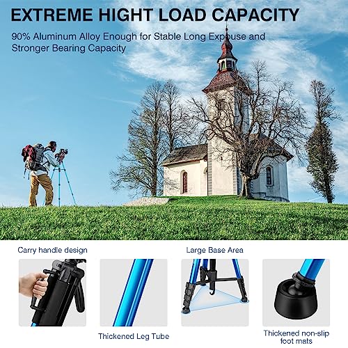 Image of Victiv 72 inch Camera Tripod, Tall Tripod for Camera Cell Phone, Heavy Duty Camera Tripod Stand, Professional Aluminum Monopod, Compatible with Canon Nikon Sony DSLR Cameras - Blue