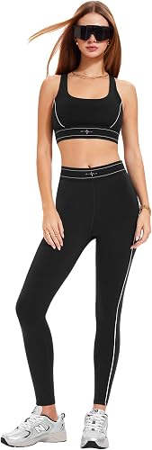 Women's 2 Piece Workout Sets Athletic Yoga Outfits with High Waist Tummy Control