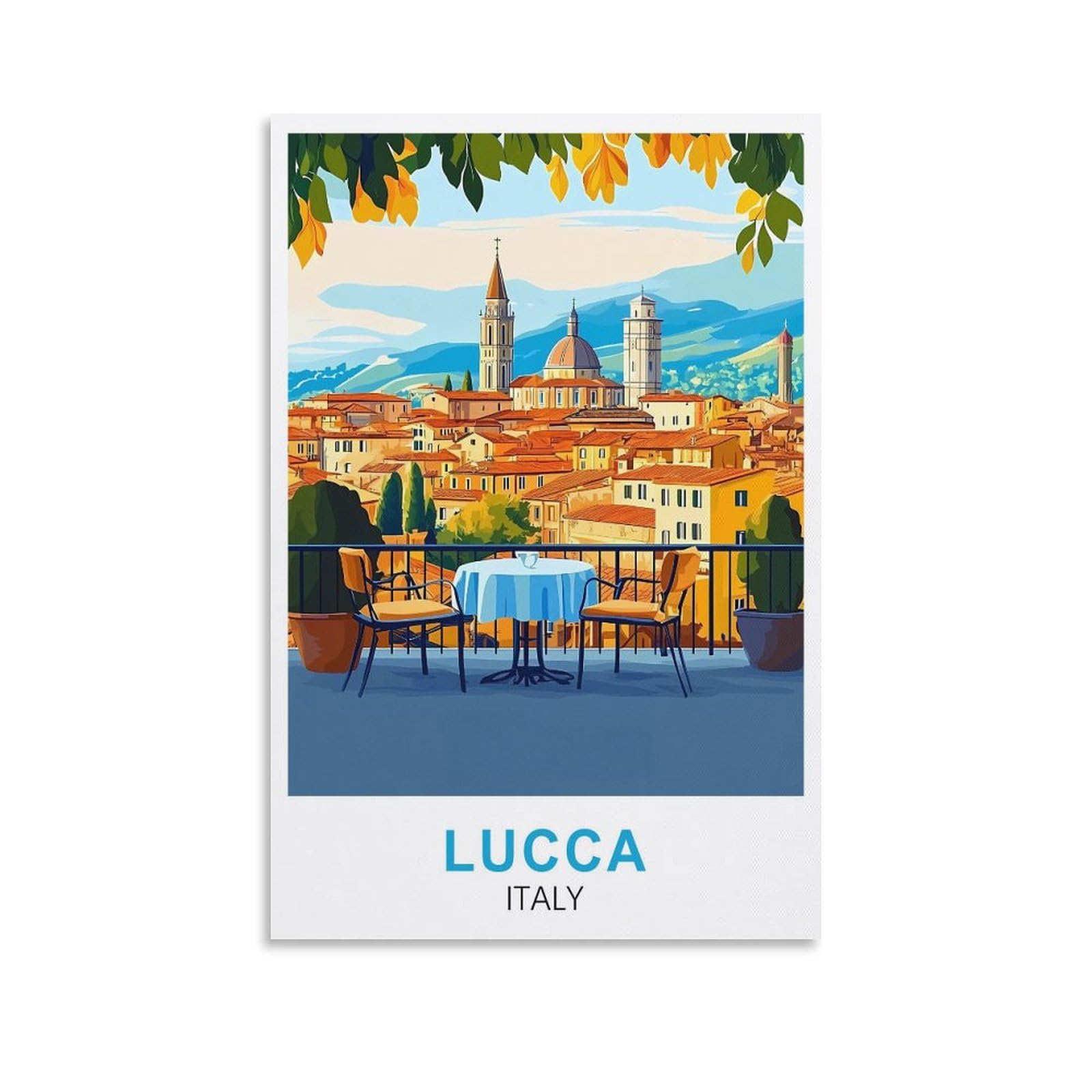 WGMDOEE Lucca Italy Vintage Travel Posters 08x12inch(20x30cm) Canvas Poster Living Room Wall Art Home Decor