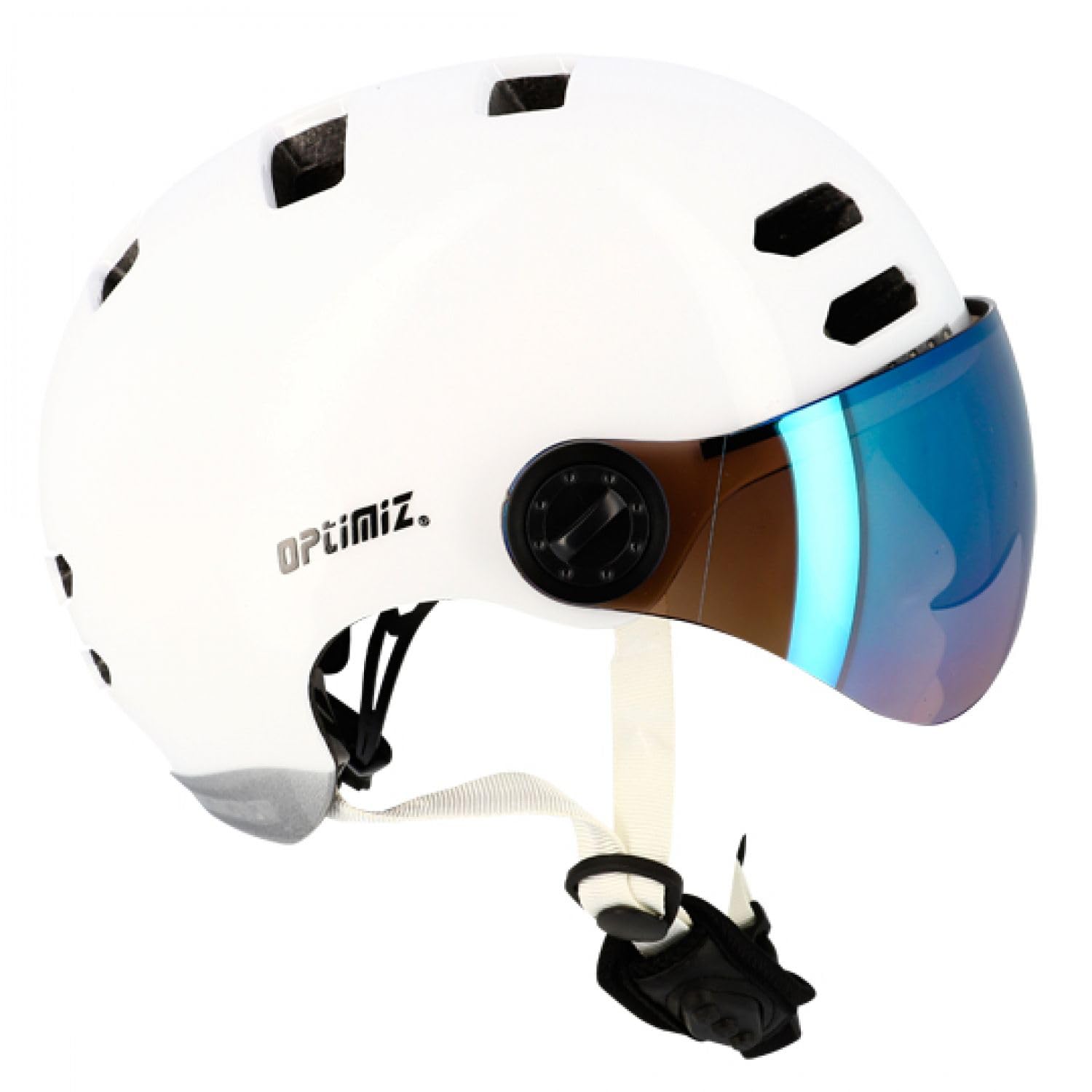 Casco urbano OPTIMIZ O390 in Mold blanco diseño premium con luces 8