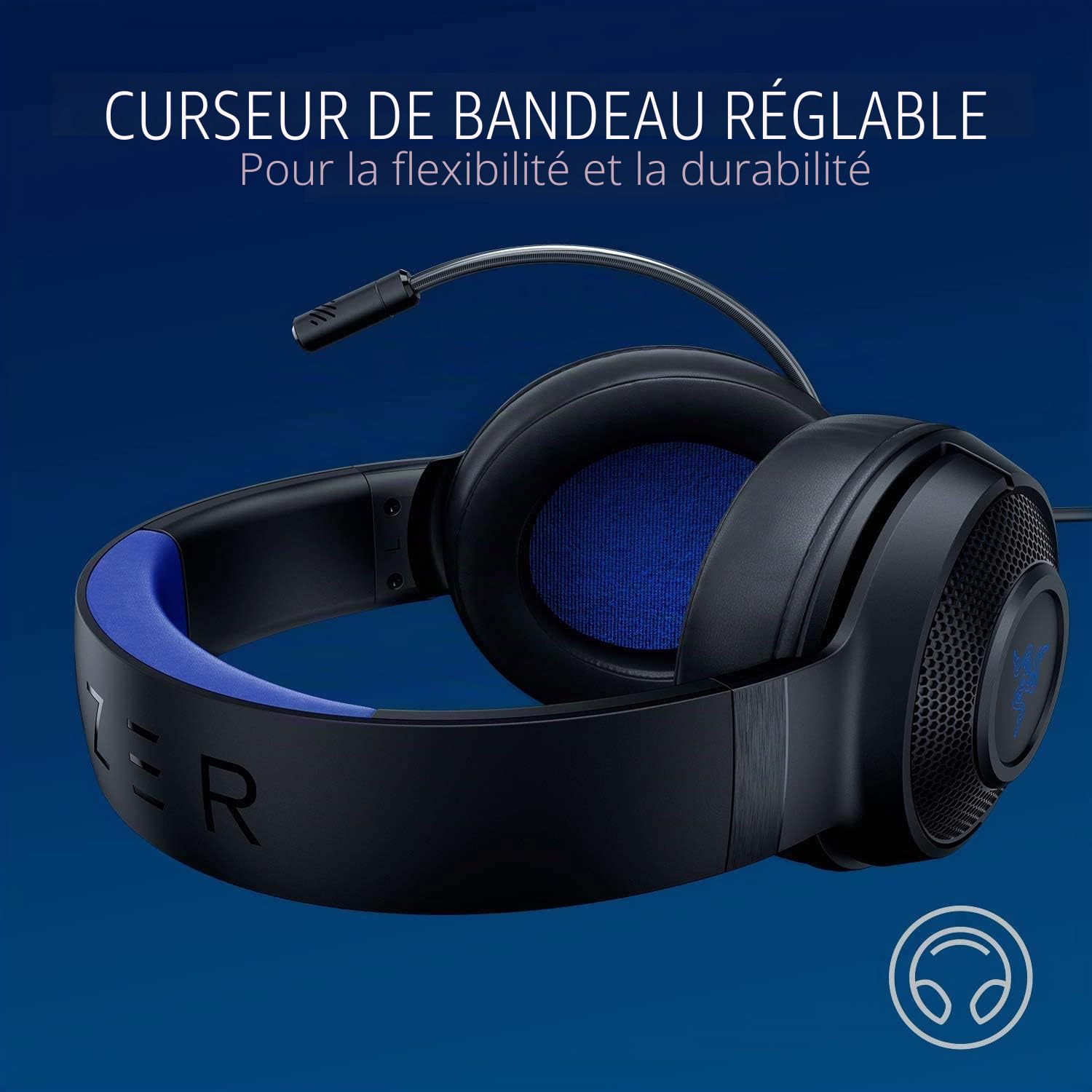 Razer Kraken X Casque de Jeu Ultra léger pour Console - Son Surround 7.1 - Cadre léger - Microphone cardioïde Pliable pour PC, Xbox, PS4, Nintendo Switch - Bleu/Noir