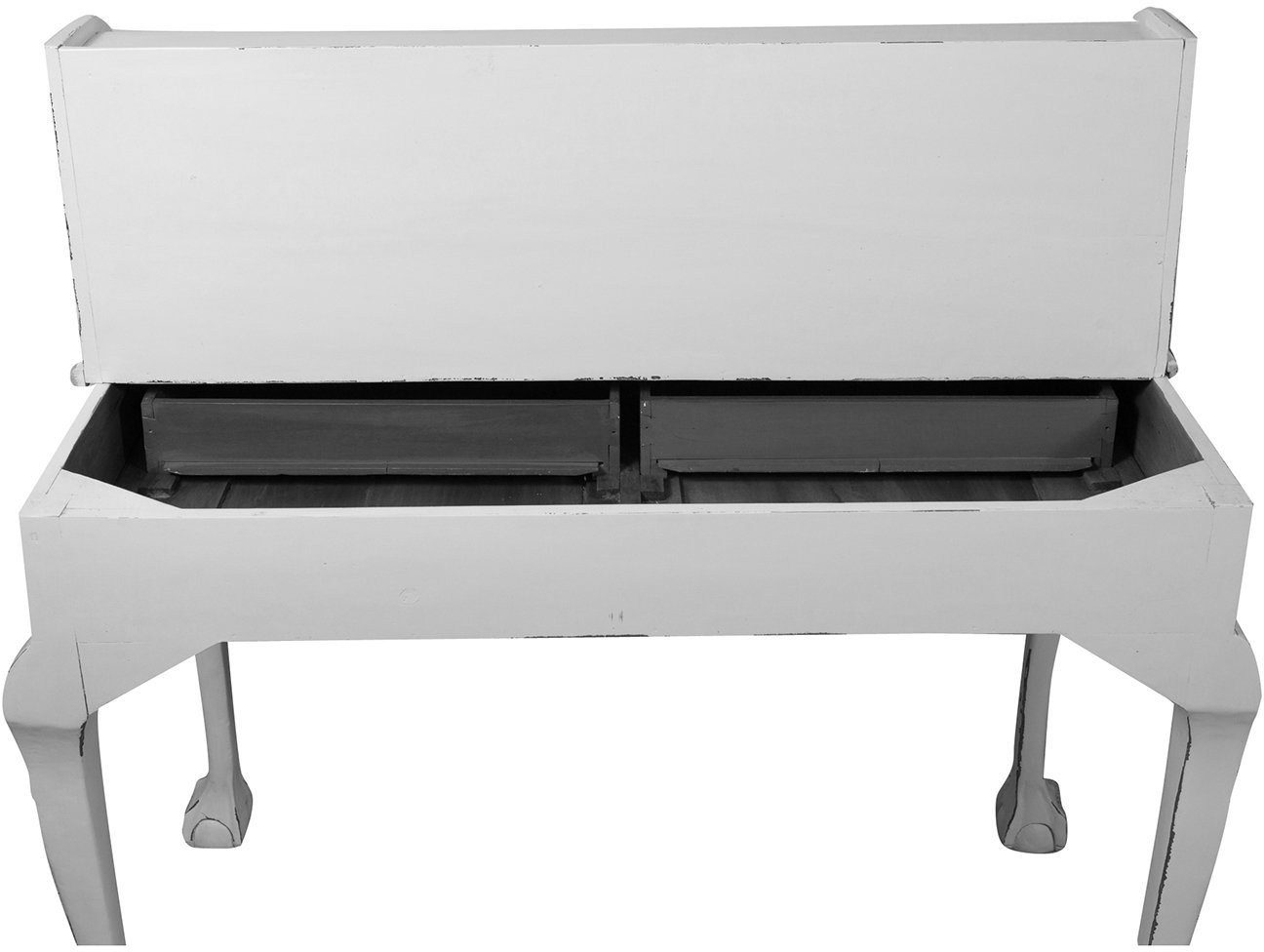 Biscottini Scrittoio Vintage 105x64x103 cm - Scrivania Vintage in Legno Massello con Scomparti e Cassetti - Scrivania Classica Bianca