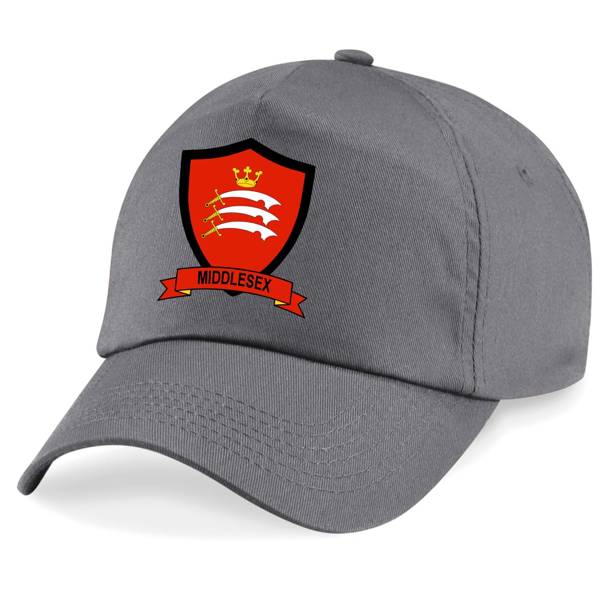 Middlesex County Embroidered Baseball Cap Cricket Sport Your County Embroidery (Grey)