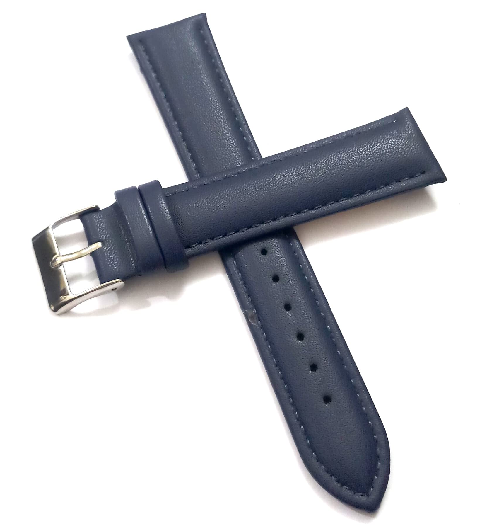 Ewatchaccessories 26mm Genuine Leather Blue Watch Band Strap for Men and Women | Comfortable and Durable Material | Silver Buckle-N1 (B0B7LGMZSZ) Amazon Price History, Amazon Price Tracker