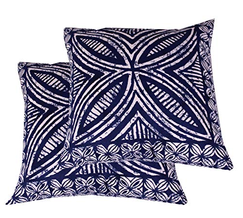 Comfort Classics Inc OutdoorIndoor Patio Throw Pillow Set of 2 in Spun Polyester Zuma Navy 15x15x5