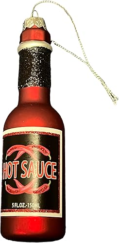 Botella de salsa picante de cristal adorno para árbol de Navidad 5 pulgadas de alto gran idea de regalo relleno de calcetines bandeja escalonada