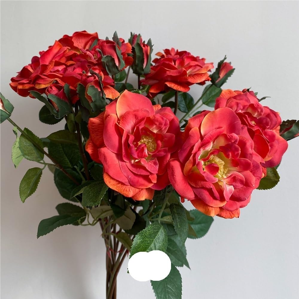 Dekoration mit Kunstblumen, Künstlicher Blumenstrauß aus Teerosen, Mehrfarbig, for Heimdekoration, Hochzeiten und Veranstaltungen(Orange)