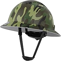 Vista 2 de Casco duro de ala completa HDPE, casco de seguridad de construcción con orificios ventilados, suspensión de trinquete ajustable de 6 puntos, cumple