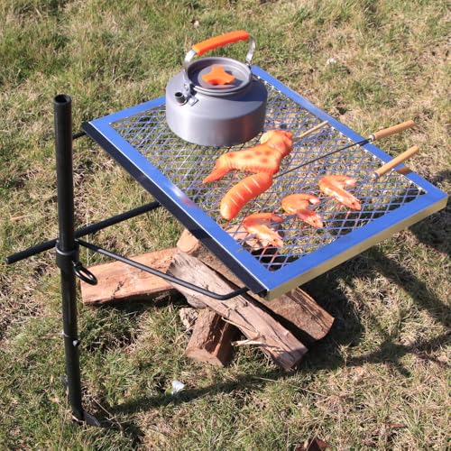 Campfire Grill Open Fire Cooking Equipment for Camping with Adjustable Swivel Grill Fire Pit Grill,Heavy Duty Steel Grill,Over Fire Camp Grill