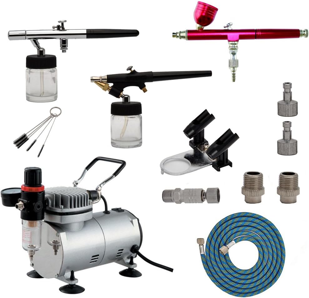ABEST Airbrush Compressor Kit Airbrushing System with 3 Airbrushes in 0