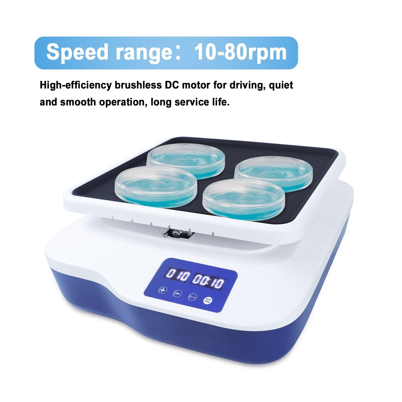 Orbitalschüttler Labor SK-R1807-S LED Digitaler Schaukelschüttler 10–80 U/min Mikrotiterplatten-Roller Orbitaler Zellkulturflaschenmischer für sicheren Betrieb