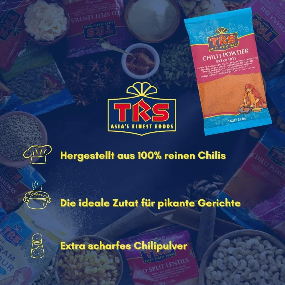 TRS Poudre de Piment Très Fort 1 kg 1 Unité | Origine Inde, poudre de piment extra-forte, idéale pour cuisines épicées et préparations traditionnelles