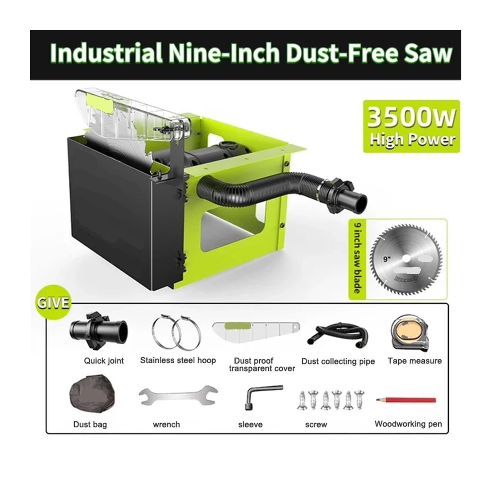Sierra de mesa portátil Sierra De Mesa For Carpintería, Multifunción, Eléctrica, Todo En Uno, 3500 W, Sin Polvo, Herramienta Corte Precisión, para muebles de bricolaje, carpintería(Upgrade model)