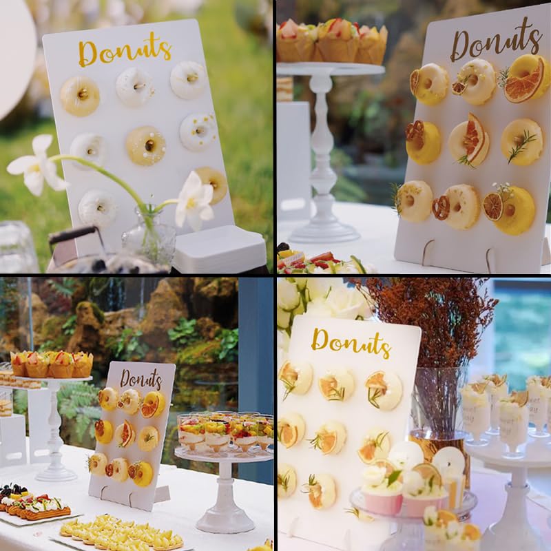Donutwand, 2 stuks 9 houders donutbord displaystandaard, zoete taartstandaard voor donuts, verjaardagsfeestje, huwelijksfeesten decoratie en babyshower, 30 x 40 cm stijl-2