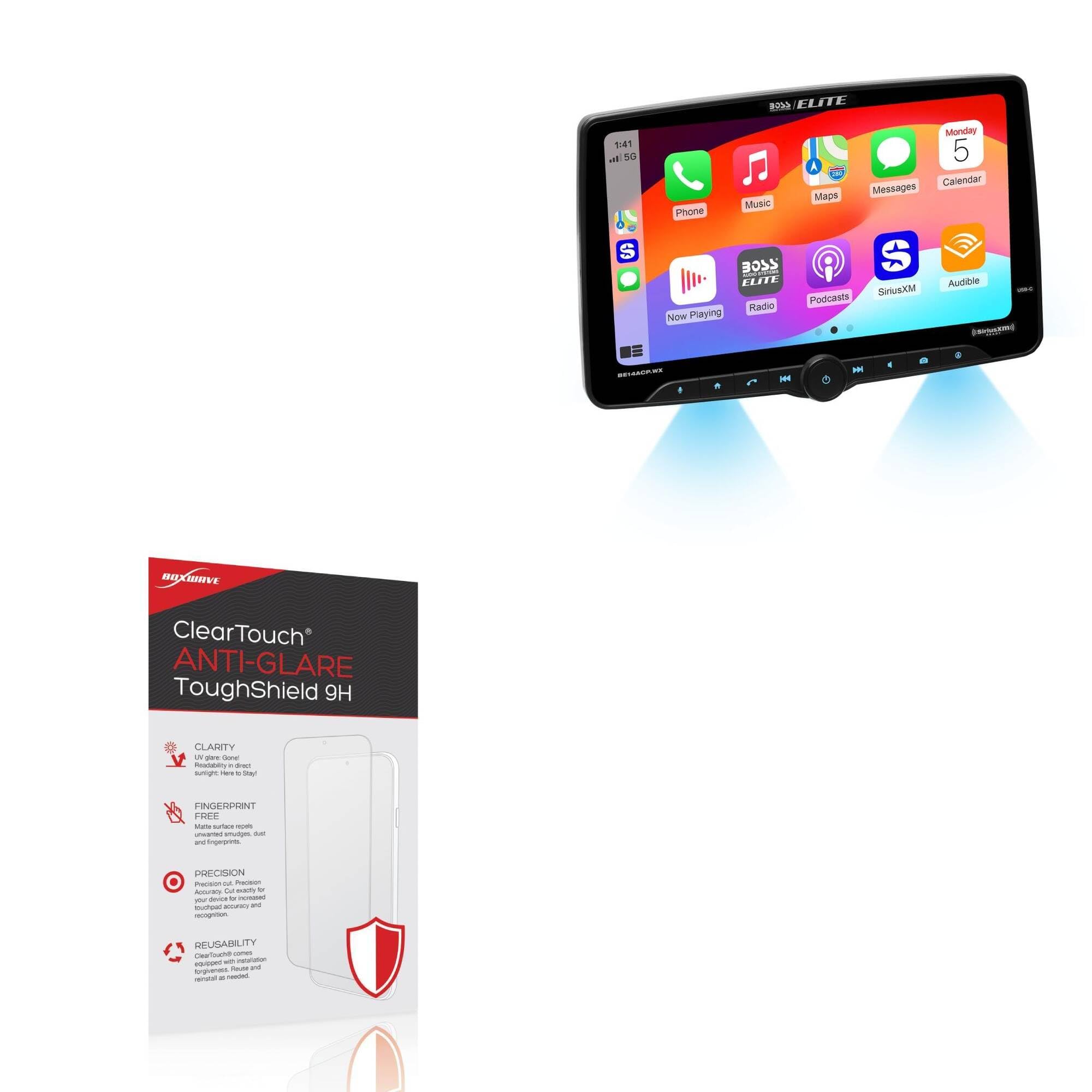 BoxWave Screen Protector Compatible with BOSS Audio BE14ACP.WX - ClearTouch Anti-Glare ToughShield 9H (2-Pack), Anti-Glare 9H Tough Flexible Film Screen Protector