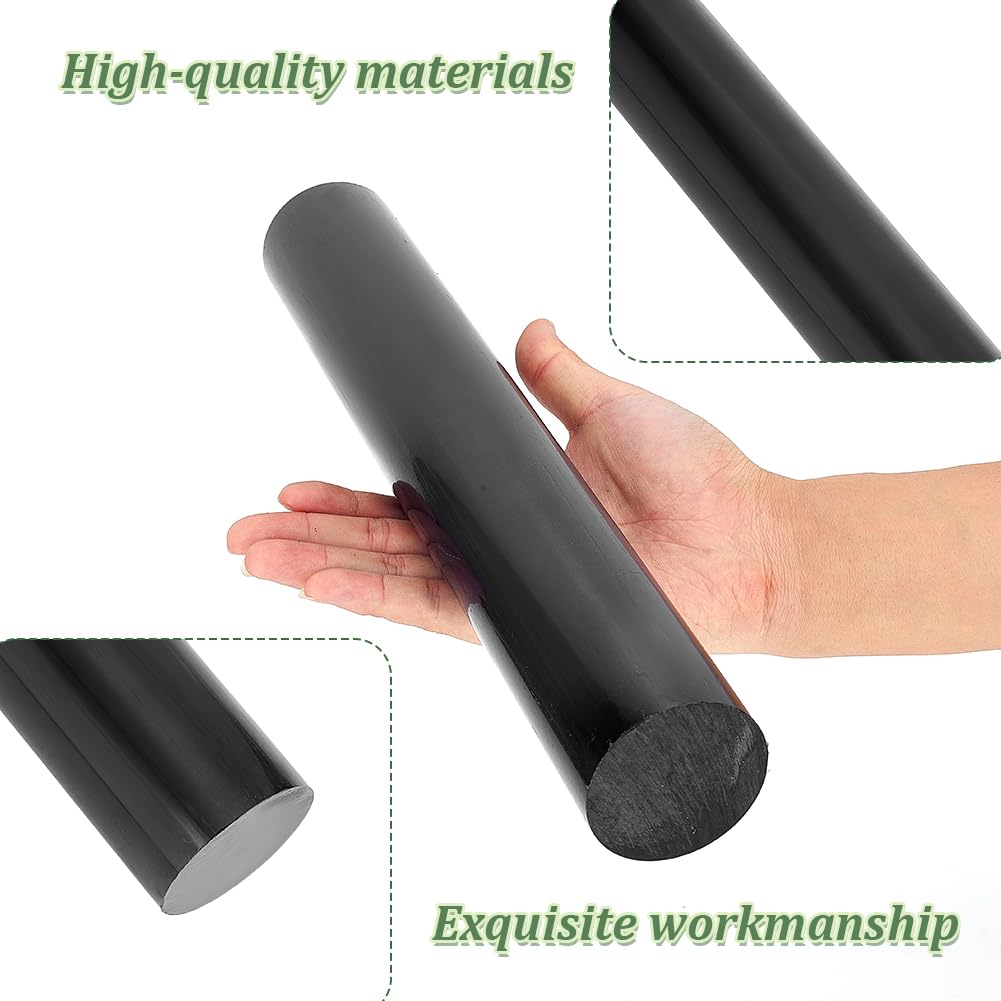 AHANDMAKER Lot de 3 tiges rondes en polyéthylène haute densité - 33 x 5 cm - Pour la fabrication de pièces, le traitement mécanique, le modélisme et la décoration - Noir