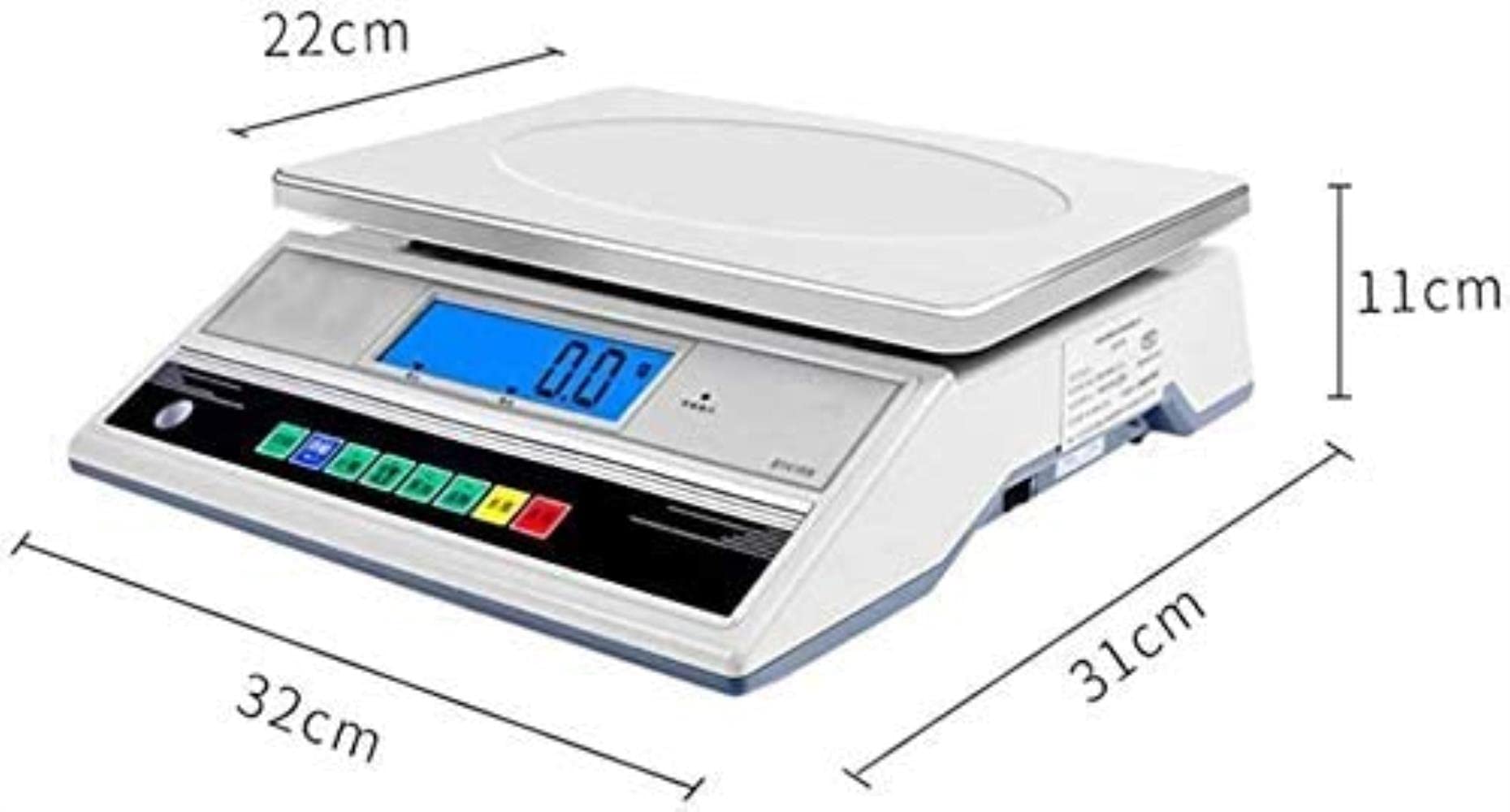 Elektronische Waage, hohe Präzision, 0,1 g, Edelstahl, digitale lndustrische Wiegeplattform mit LCD-Display für Drogen, Lebensmittel, Kaffee, Weiß (20 kg/0,1 g)