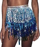 Paillettenfransenrock hat freie Größe und ist für alle Frauen und Mädchen geeignet. Die Taillenlänge beträgt ca. 26,77 bis 72,83 Zoll (68-185 cm). Erhältlich in Silber, Schwarz, Rot und so weiter.