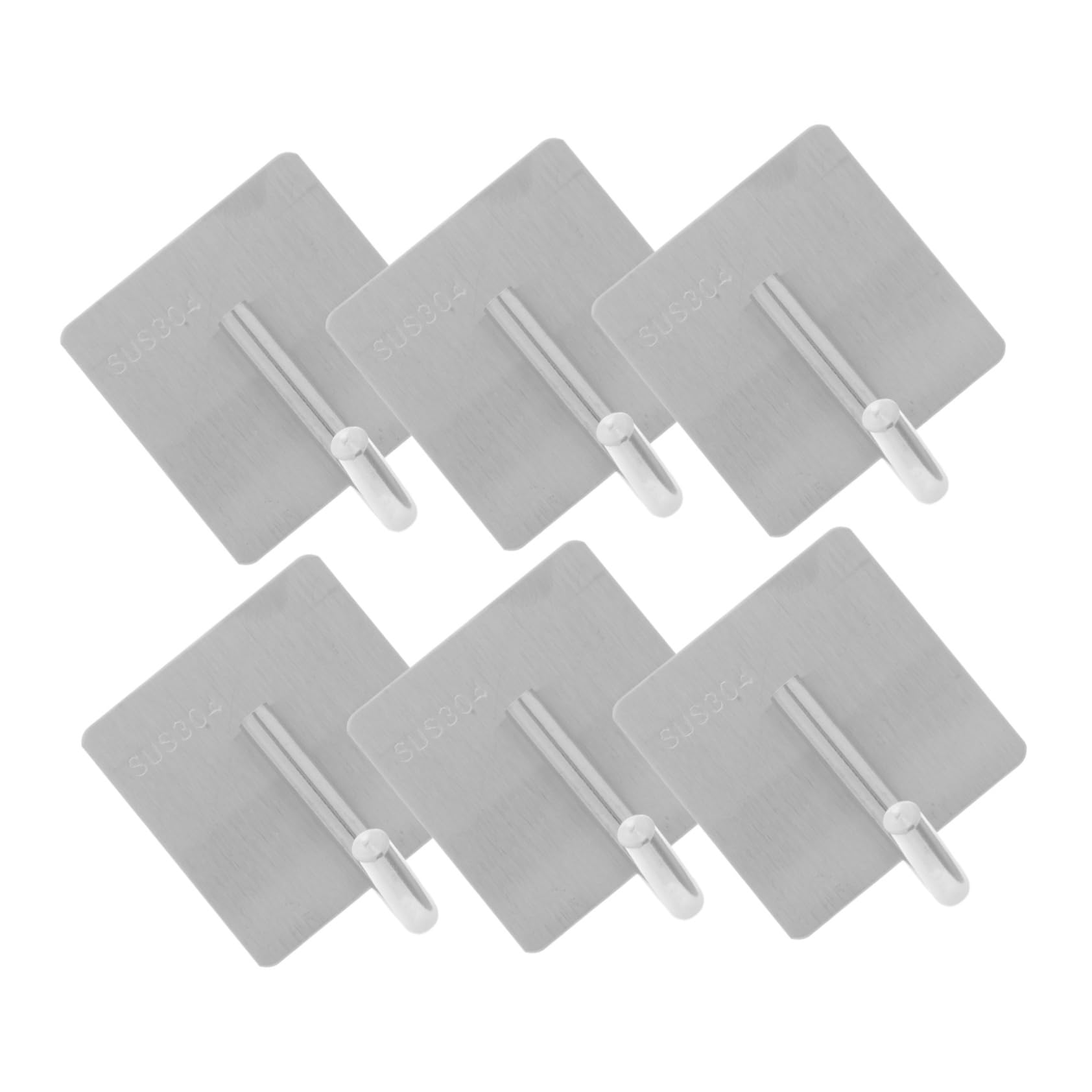 ABOOFAN 6pcs Stainless Steel Adhesive Hooks Bathroom Kitchen Towel Hangers Wall Mounted Key Bag Storage Modern Minimalist Design for Versatile Use